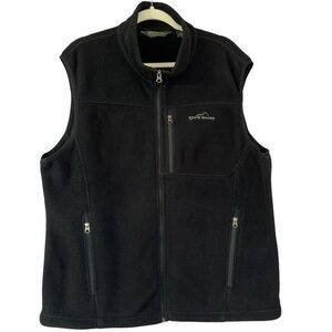 Eddie Bauer Black Fleece Vest Zip Up Men’s XL Cozy Casual Outdoor Autumn Fishing